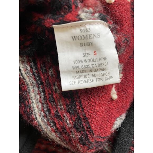 VTG Woolrich Red Cardigan Sweater 100% Wool Nordic Style Women's Size Small - Picture 4 of 6